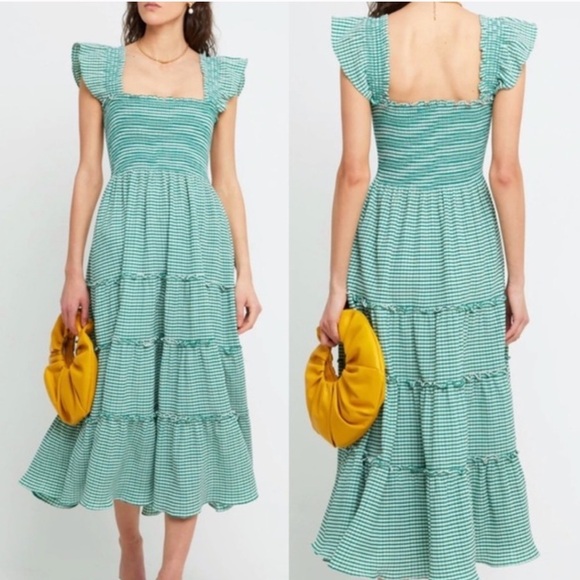 Kourt Dresses & Skirts - Kourt Calypso Chartreuse Green & White Stripe Tiered Maxi Dress